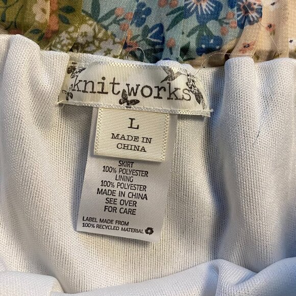 Knitworks Floral Asymmetric Hi Low Skirt Blue Girls Size Large - Picture 2 of 7